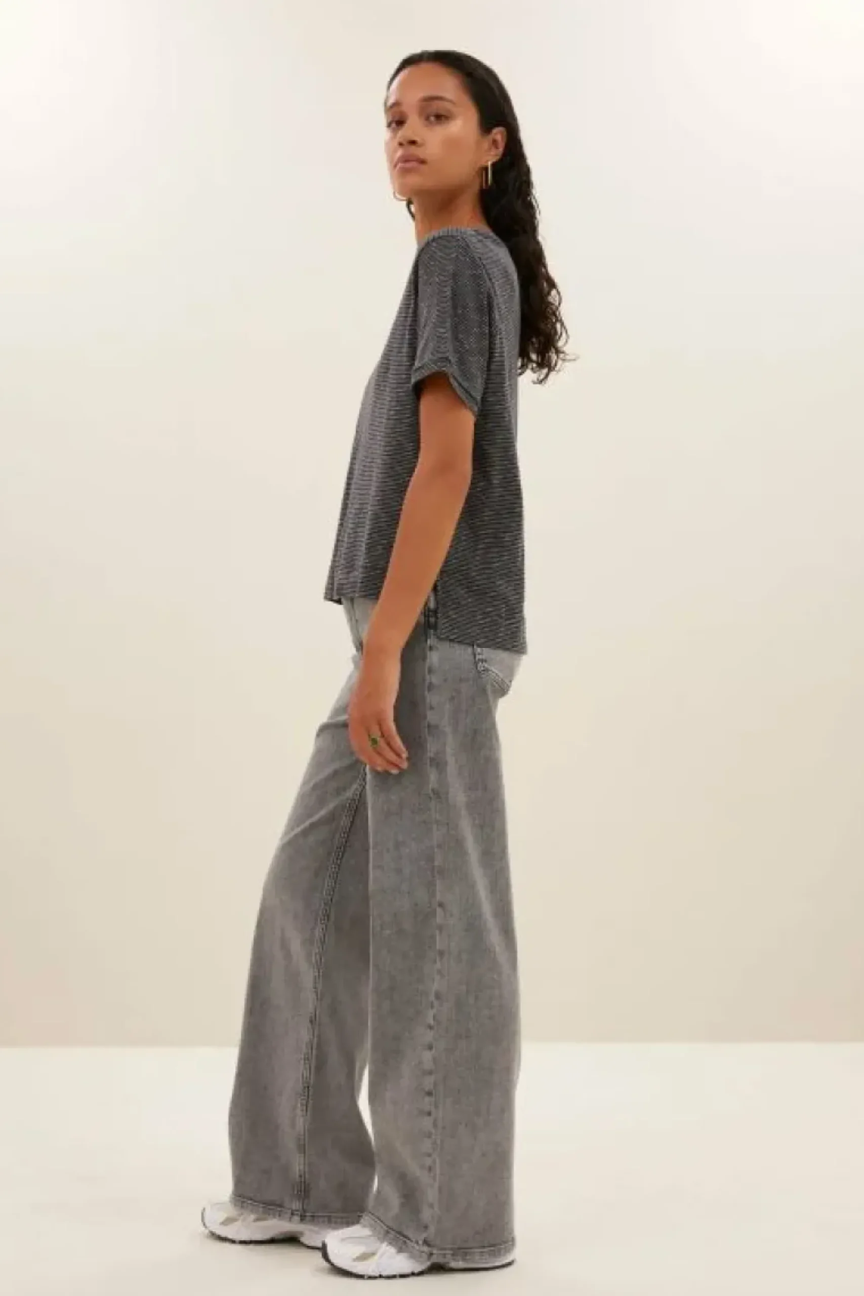 By bar Tops & Shirts*hope thin stripe top | jet black