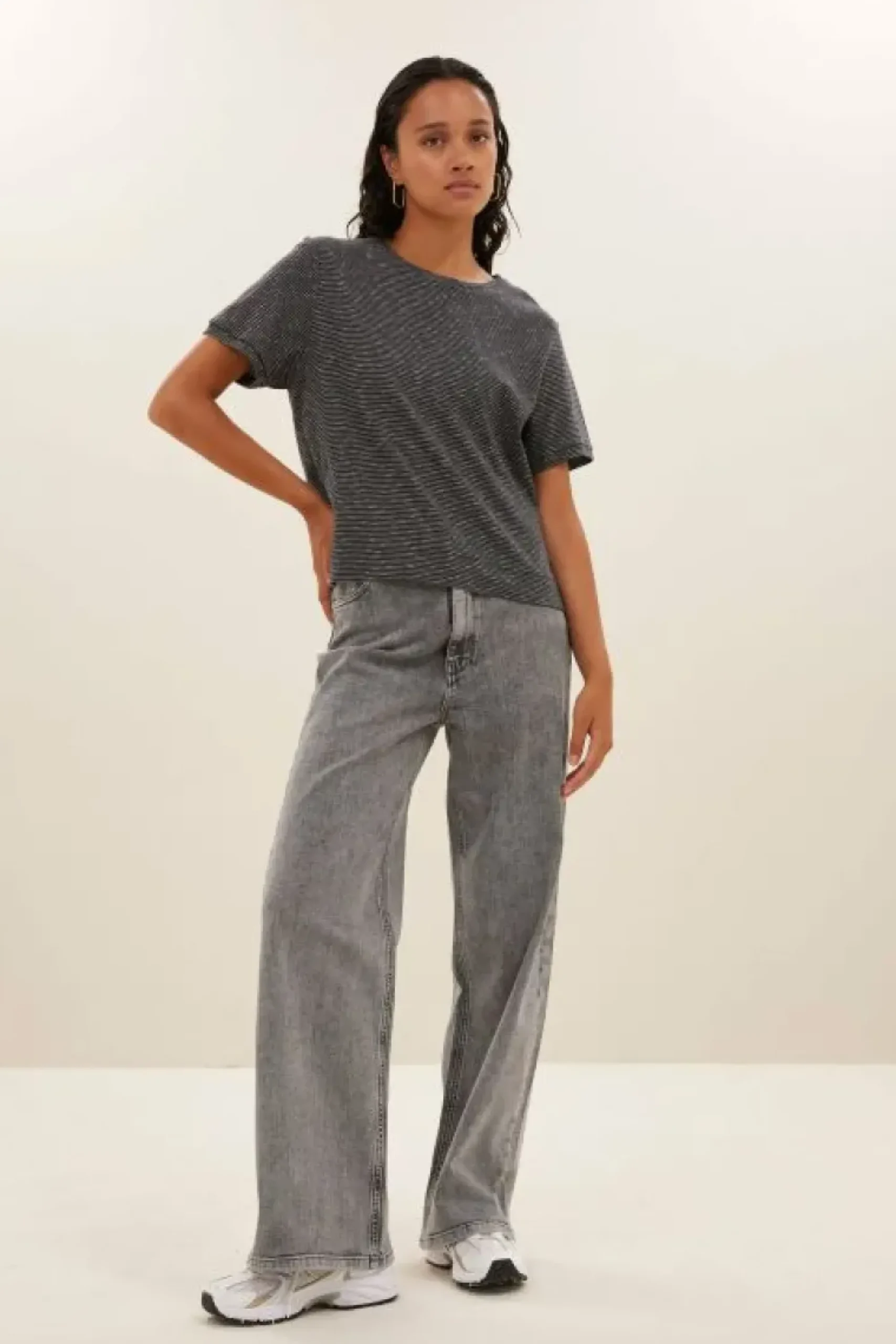 By bar Tops & Shirts*hope thin stripe top | jet black