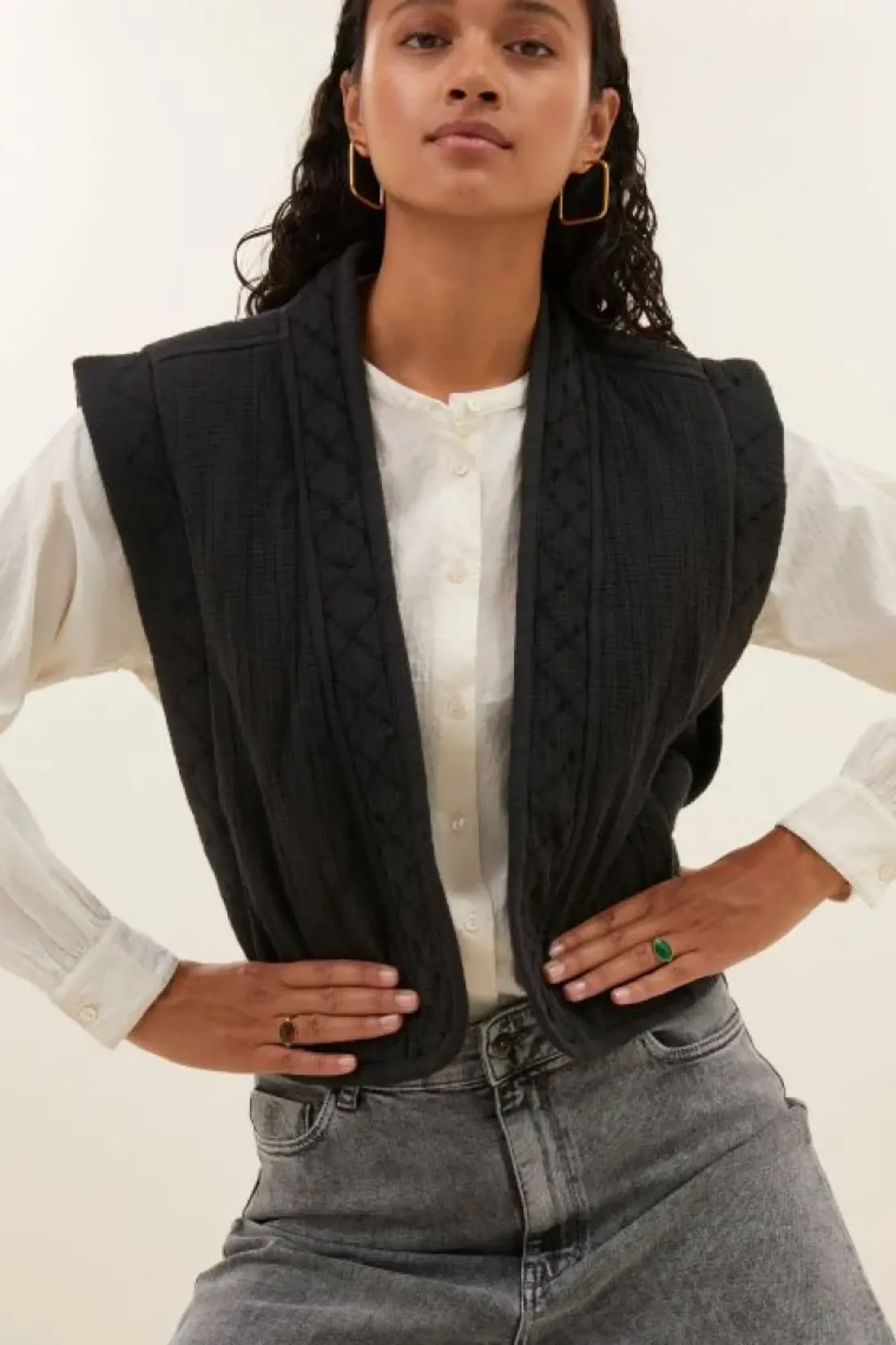 By bar Gilets & Spencers|Jassen*isla embroidery jacket | jet black