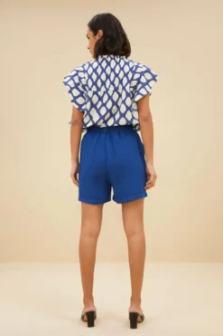 By bar Jumpsuits*june linen shorts | kingsblue