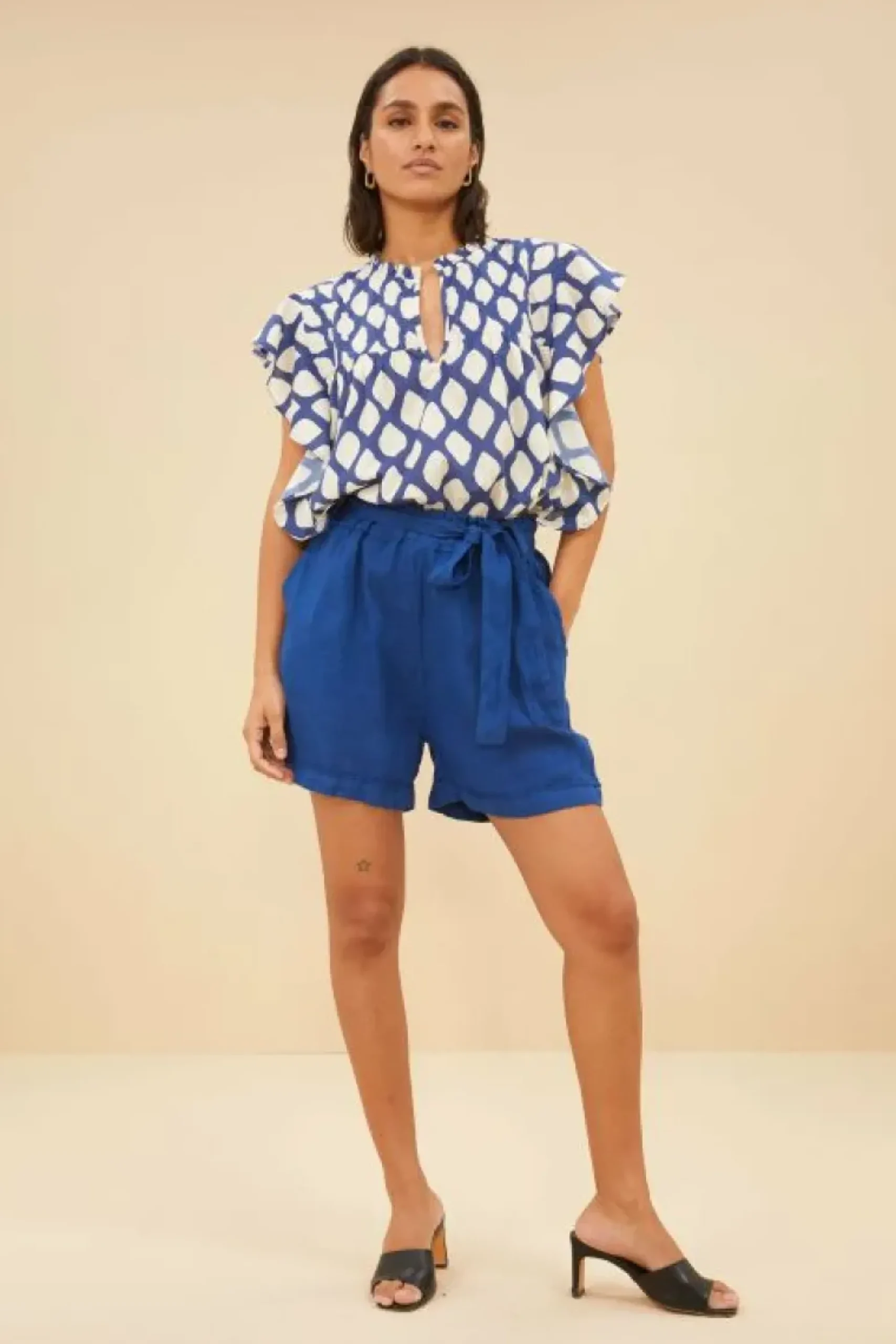 By bar Jumpsuits*june linen shorts | kingsblue