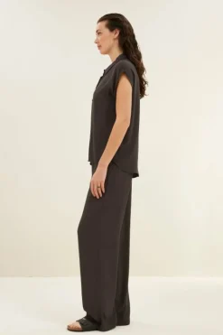 By bar Blouses*kiek viscose top | cafe noir