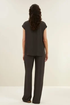By bar Blouses*kiek viscose top | cafe noir