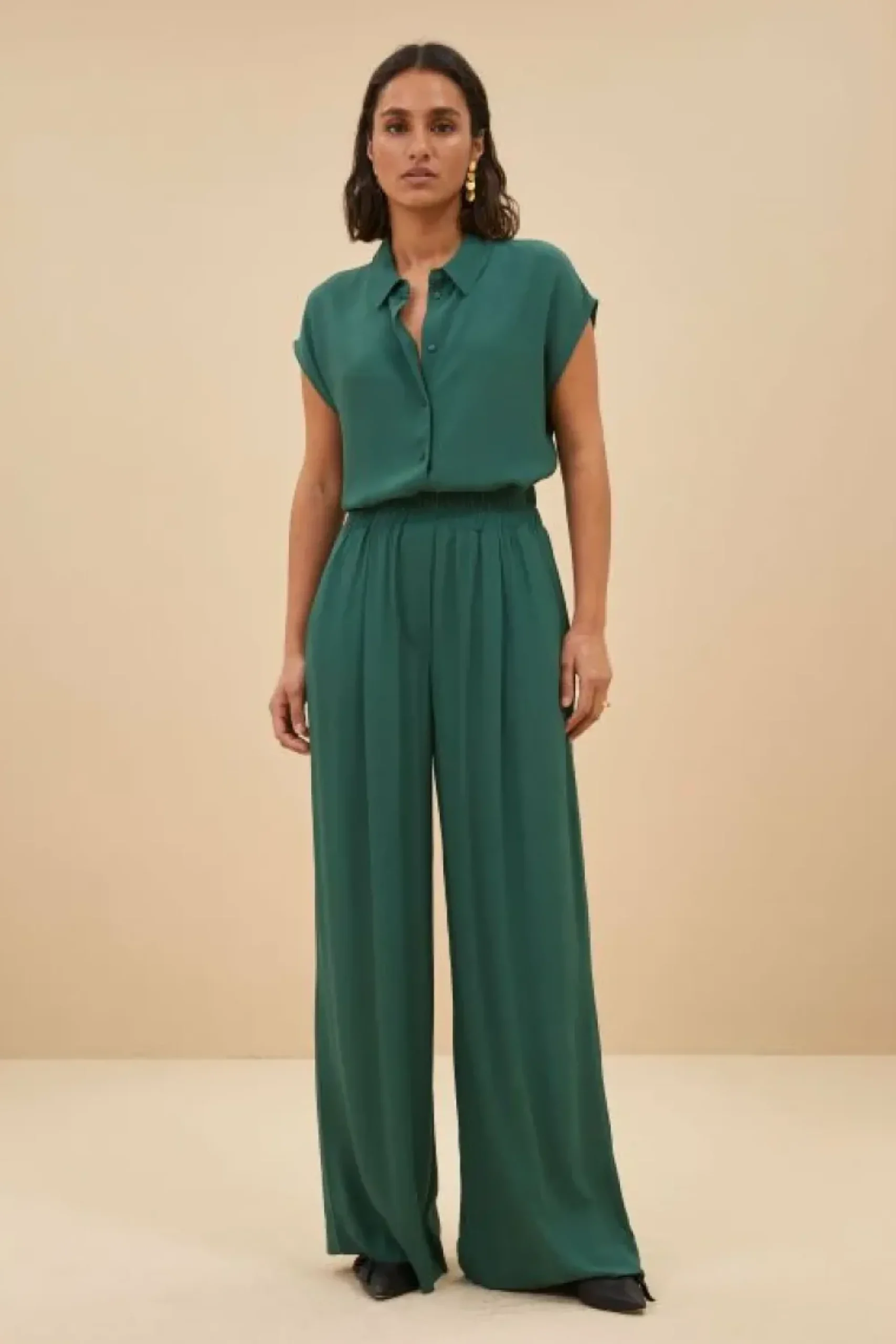 By bar Blouses*kiek viscose top | deep green