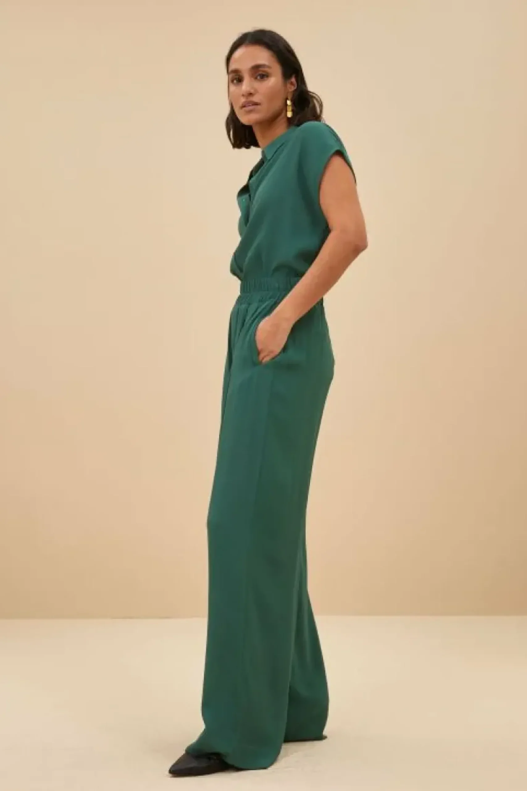 By bar Blouses*kiek viscose top | deep green