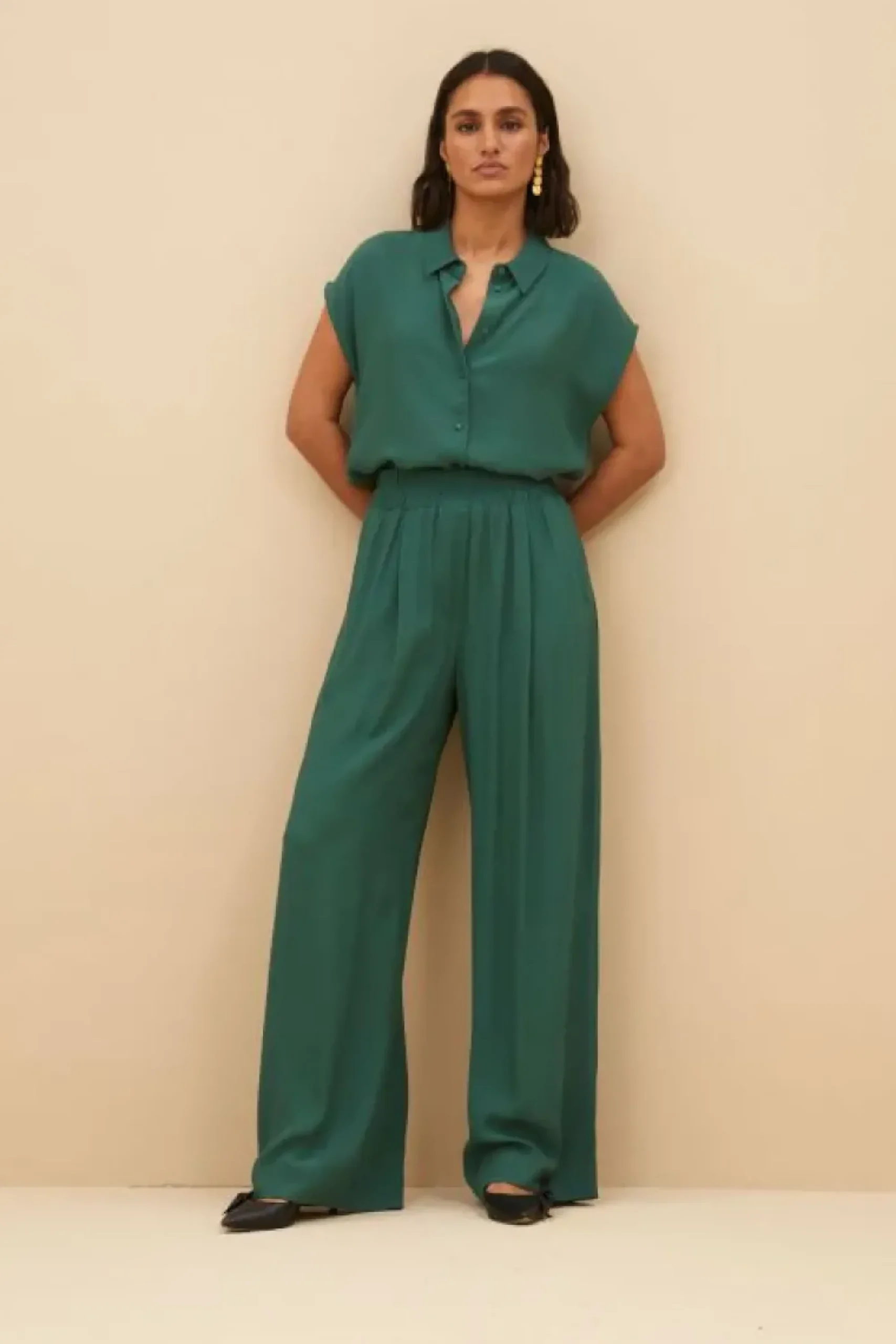 By bar Blouses*kiek viscose top | deep green