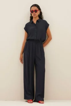 By bar Blouses*kiek viscose top | graphite