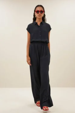 By bar Blouses*kiek viscose top | graphite