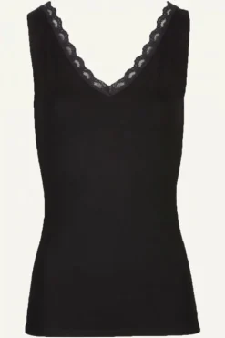 By bar Tops & Shirts*lace singlet | black