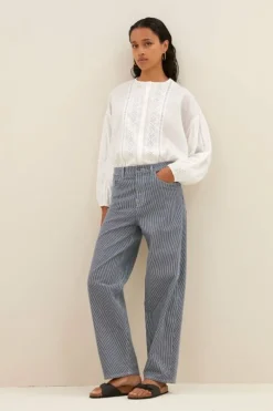 By bar Jeans|Broeken*lew stripe pants | dark blue stripe