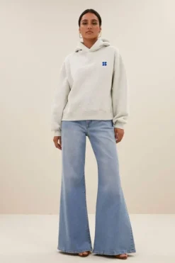 By bar Sweaters|Truien*logo hoodie | light grey melee