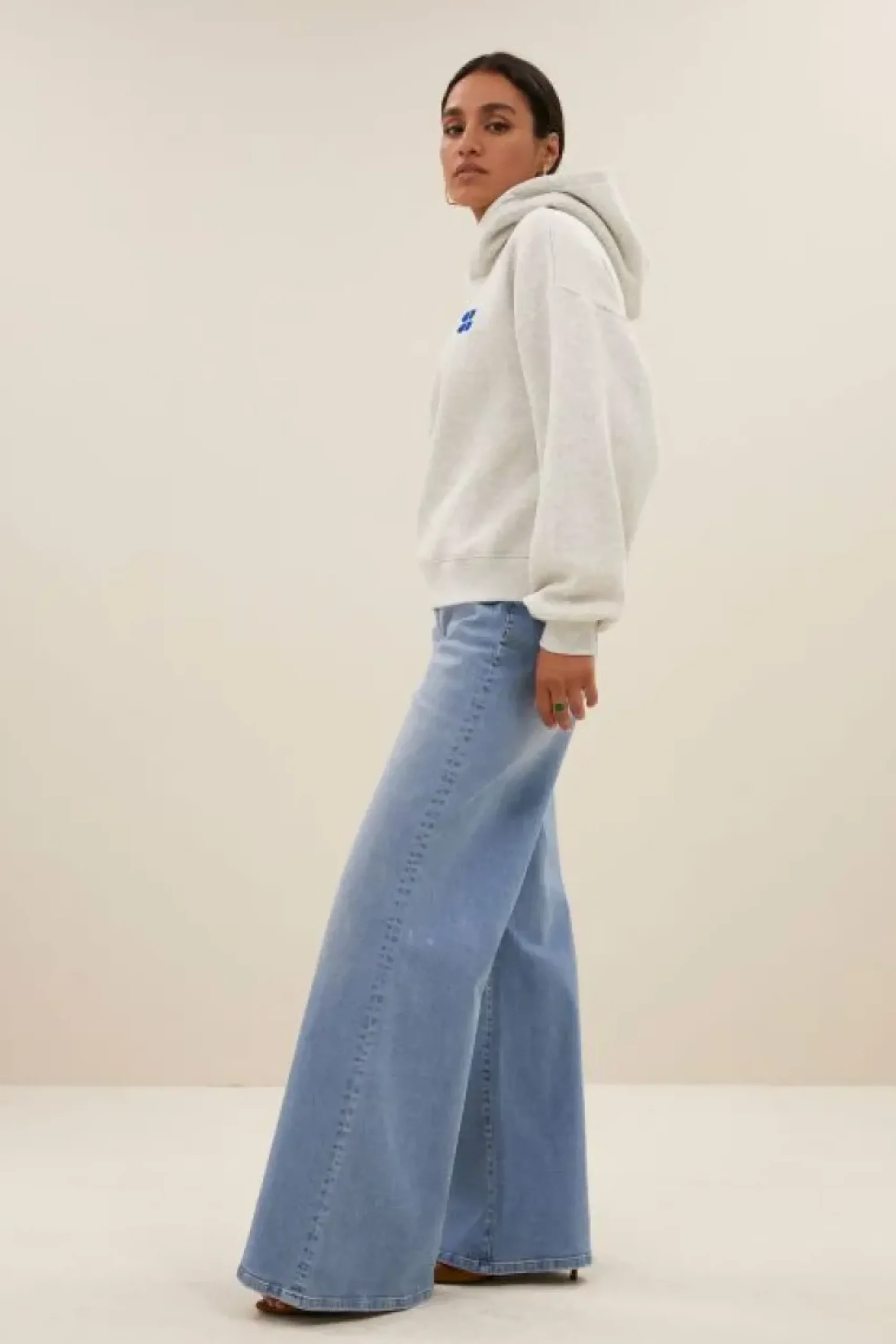 By bar Sweaters|Truien*logo hoodie | light grey melee