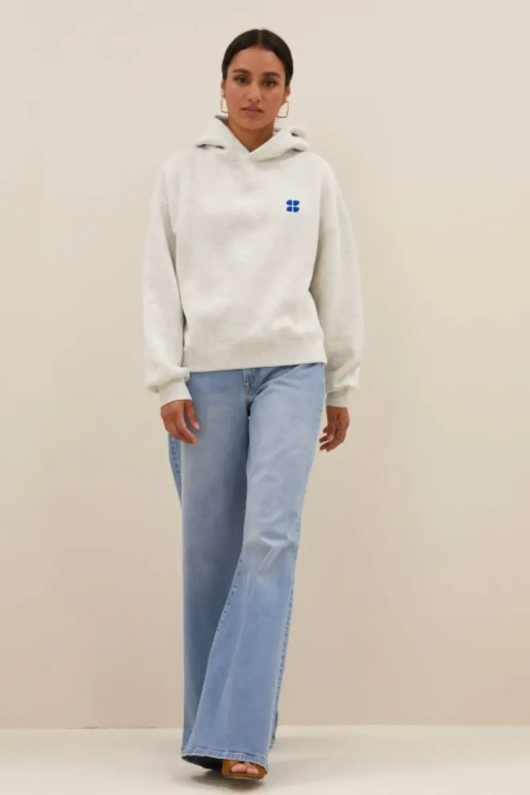 By bar Sweaters|Truien*logo hoodie | light grey melee