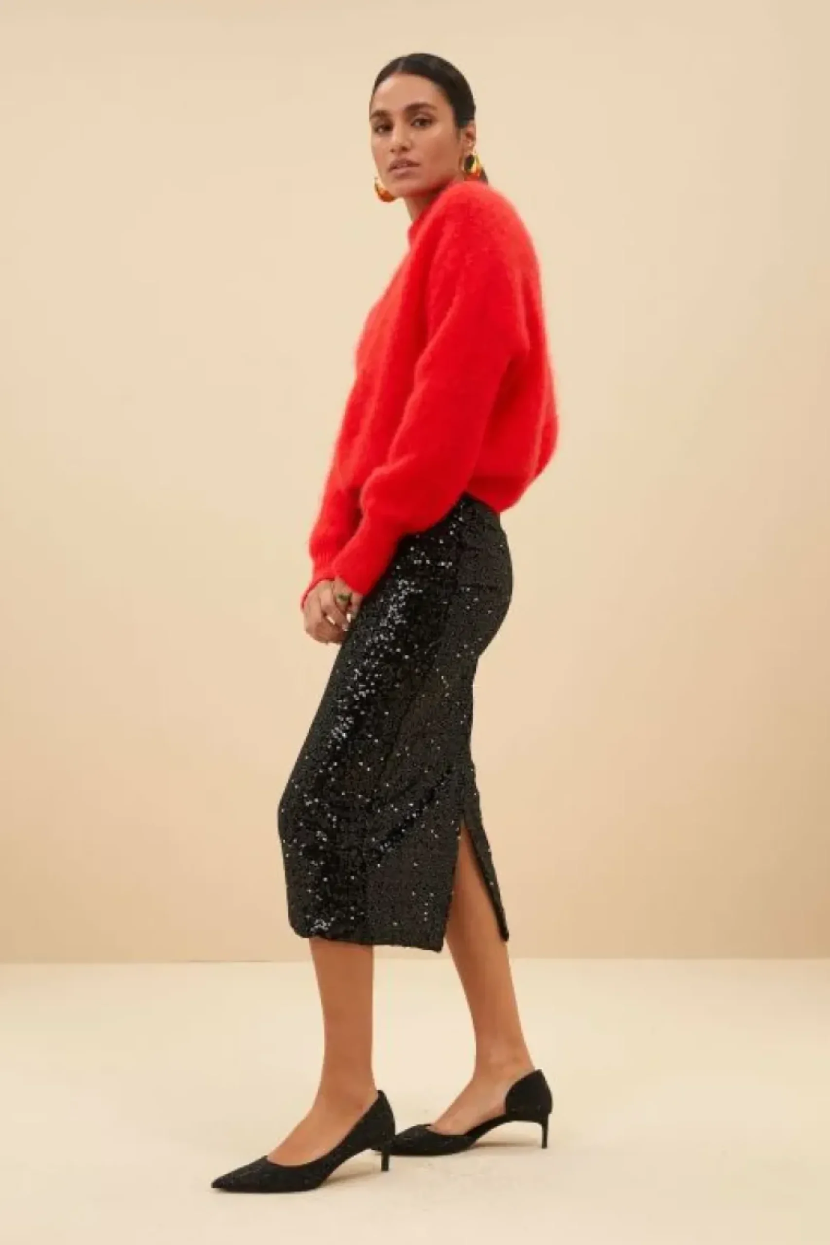 By bar Rokken*luca sequin skirt | black