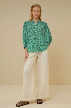 By bar Blouses*lucy graphic blouse | graphic green