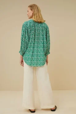By bar Blouses*lucy graphic blouse | graphic green
