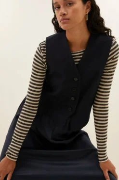 By bar Gilets & Spencers|Jassen*lynn pinstripe gilet | midnight