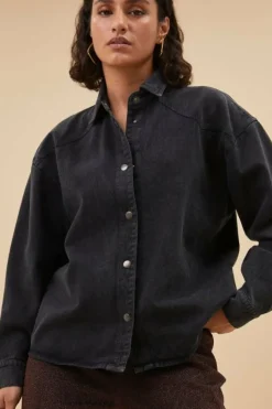 By bar Blouses*mae twill blouse | jet black