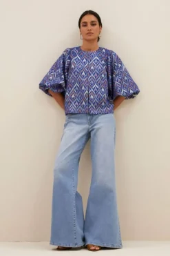 By bar Blouses*mauri blouse | pavo jacquard print