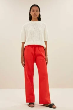 By bar Broeken*mees twill pants | poppy red