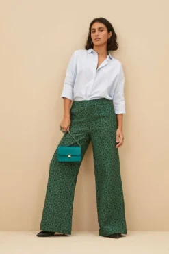 By bar Broeken*neal leo pants | green panter print