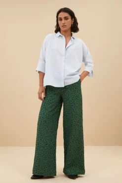 By bar Broeken*neal leo pants | green panter print