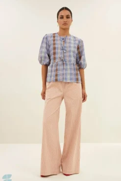 By bar Broeken*neal stripe pants | pink milky stripe
