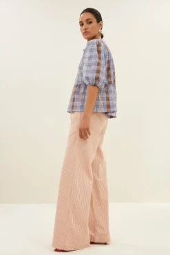 By bar Broeken*neal stripe pants | pink milky stripe