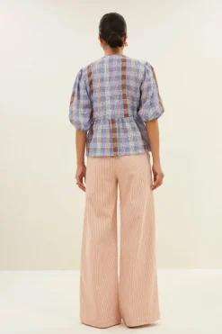 By bar Broeken*neal stripe pants | pink milky stripe