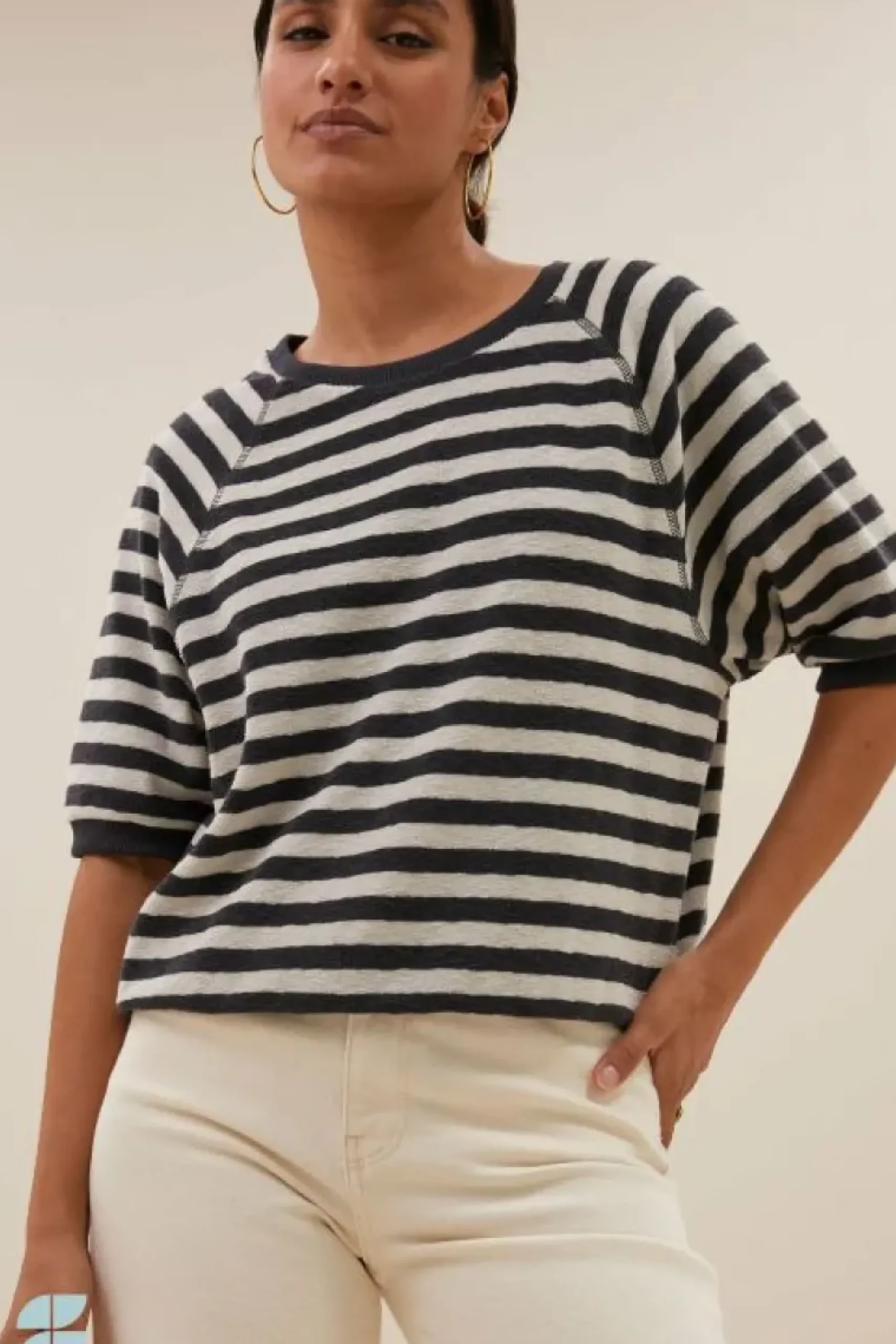 By bar Tops & Shirts*neva slub stripe top | jet black