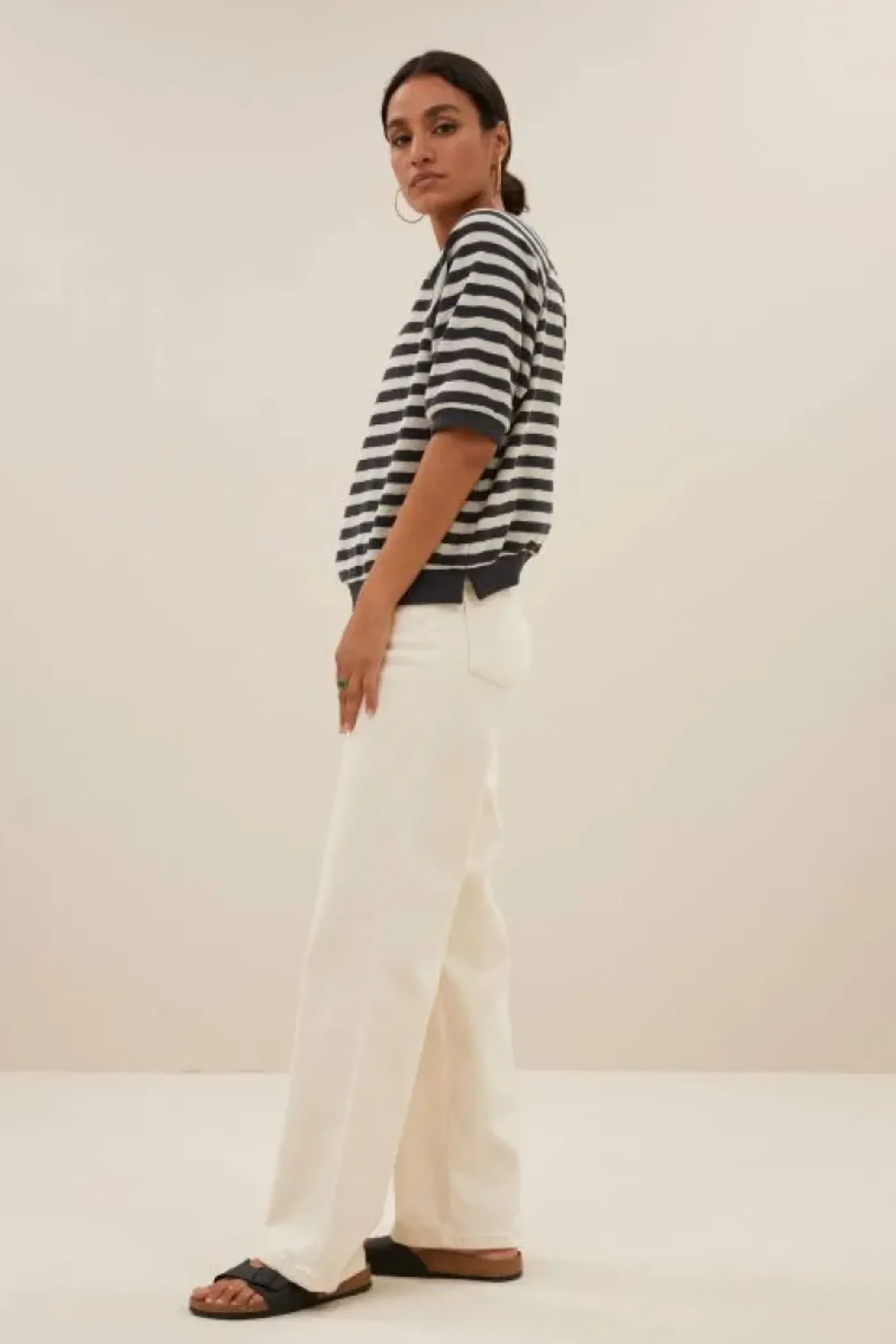 By bar Tops & Shirts*neva slub stripe top | jet black