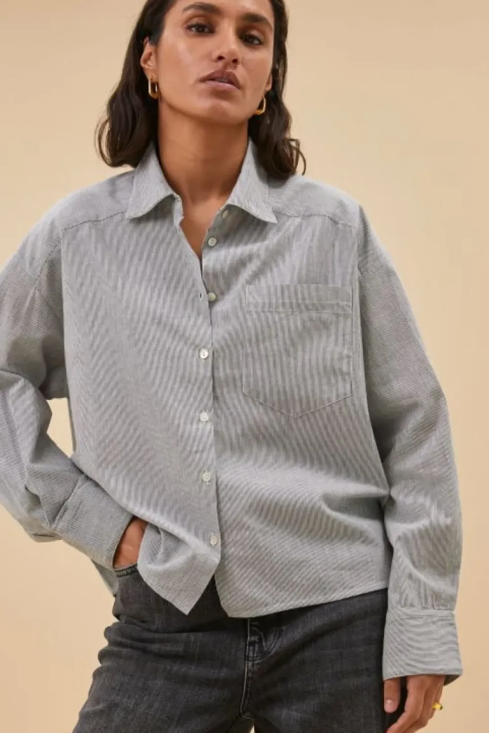 By bar Blouses*nima pin stripe blouse | black