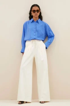 By bar Blouses*nima stripe blouse | vivid blue stripe