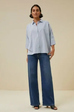 By bar Blouses*norel pin stripe blouse | indi grey