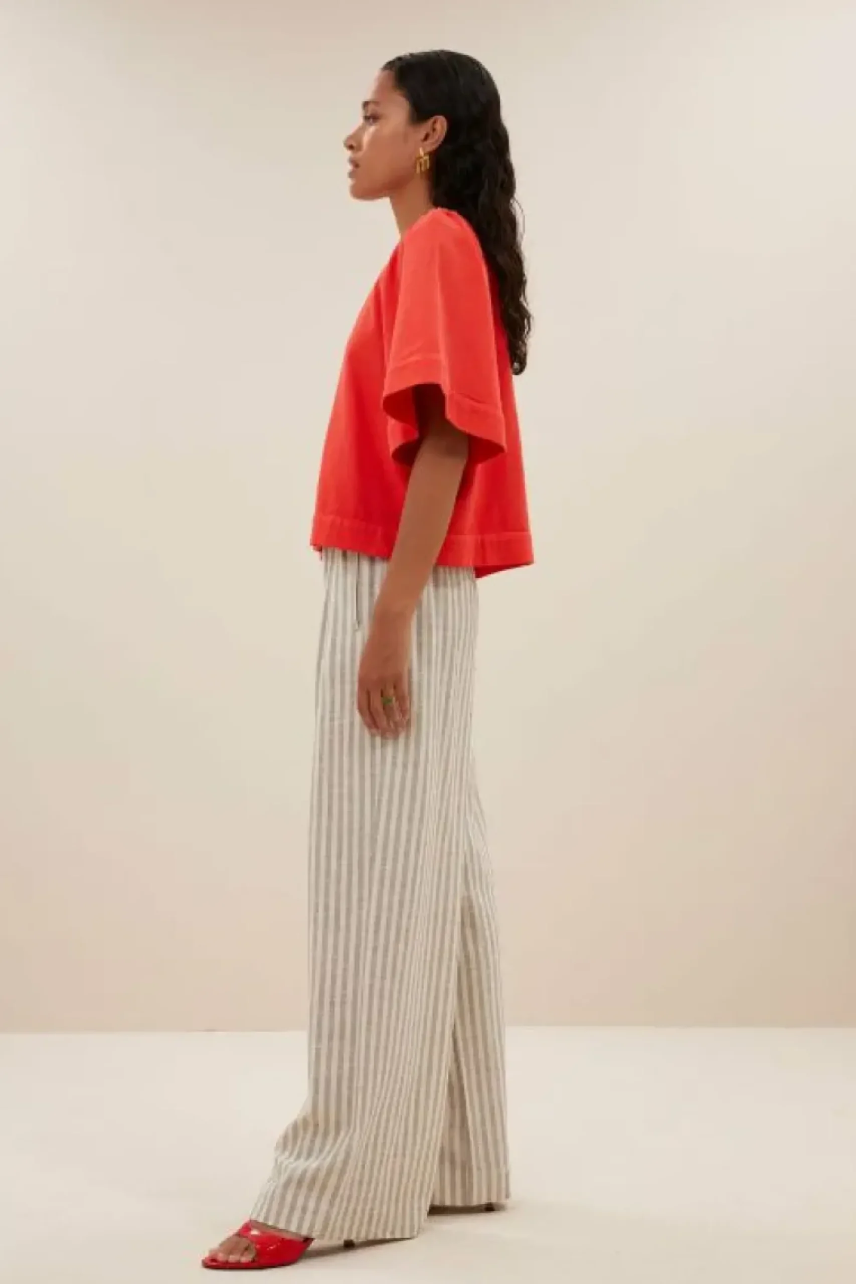 By bar Blouses*olivia twill blouse | poppy red