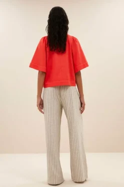 By bar Blouses*olivia twill blouse | poppy red