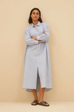 By bar Jurken*pin stripe shirt dress | indi grey