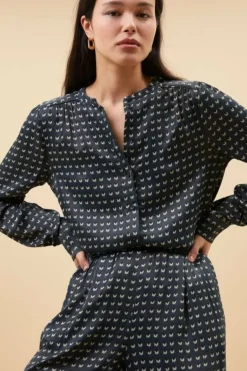 By bar Blouses*ribbe rastre blouse | rastre print