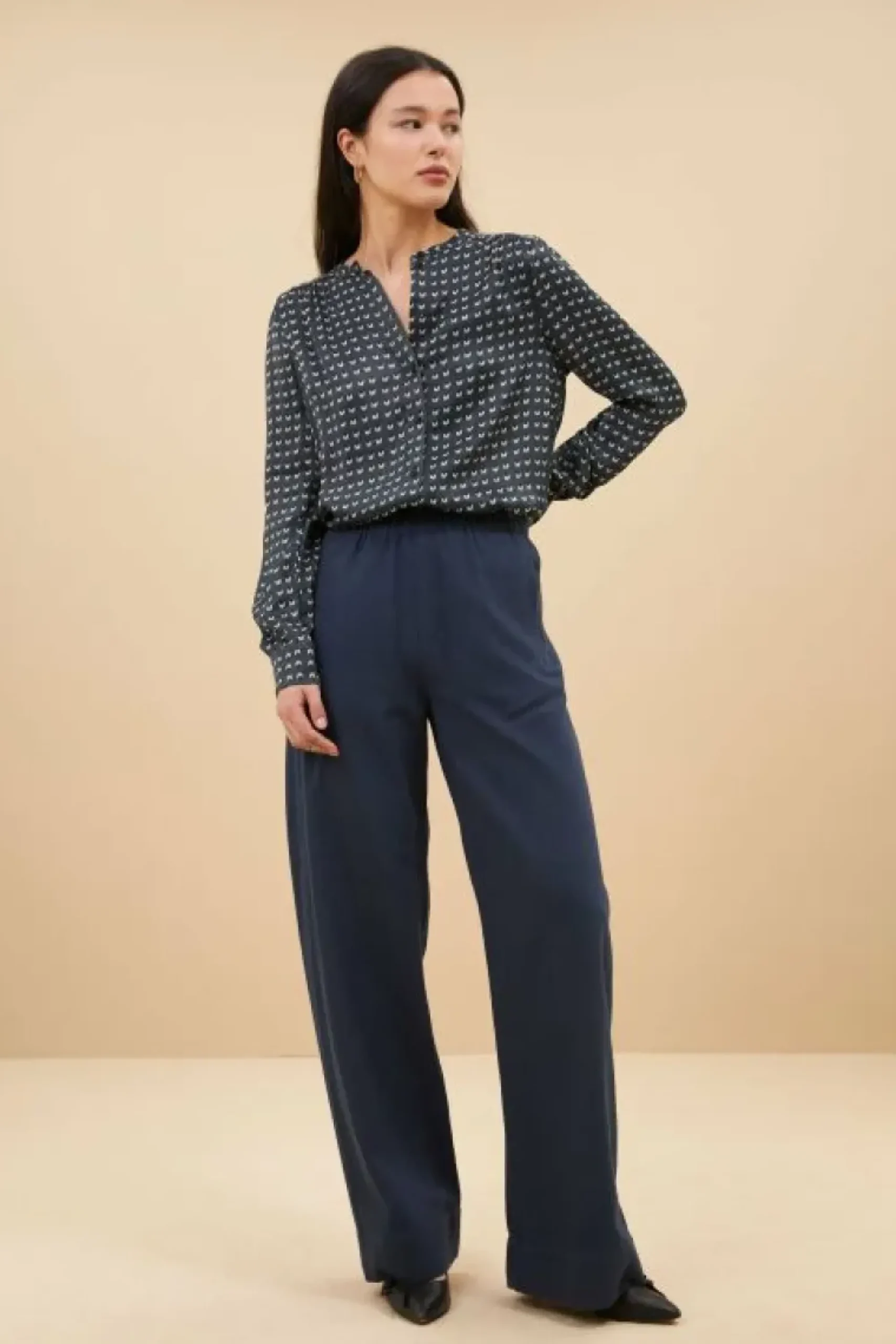 By bar Blouses*ribbe rastre blouse | rastre print