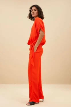 By bar Broeken*robyn satin stripe pant | bright poppy