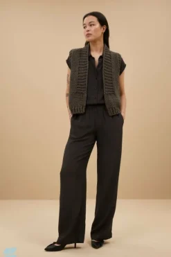 By bar Broeken*robyn viscose pants | cafe noir
