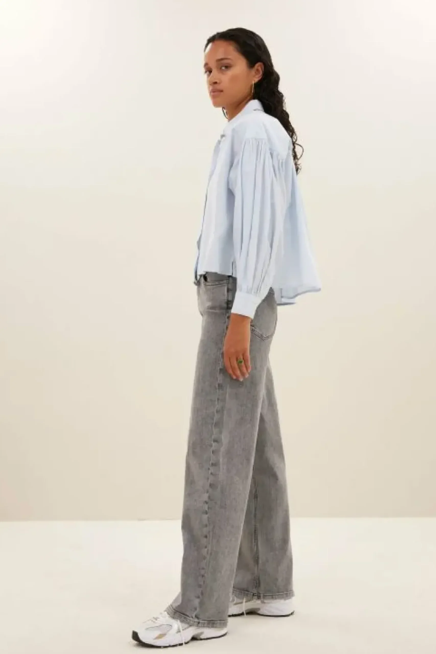 By bar Blouses*sarah short chambray blouse | light blue