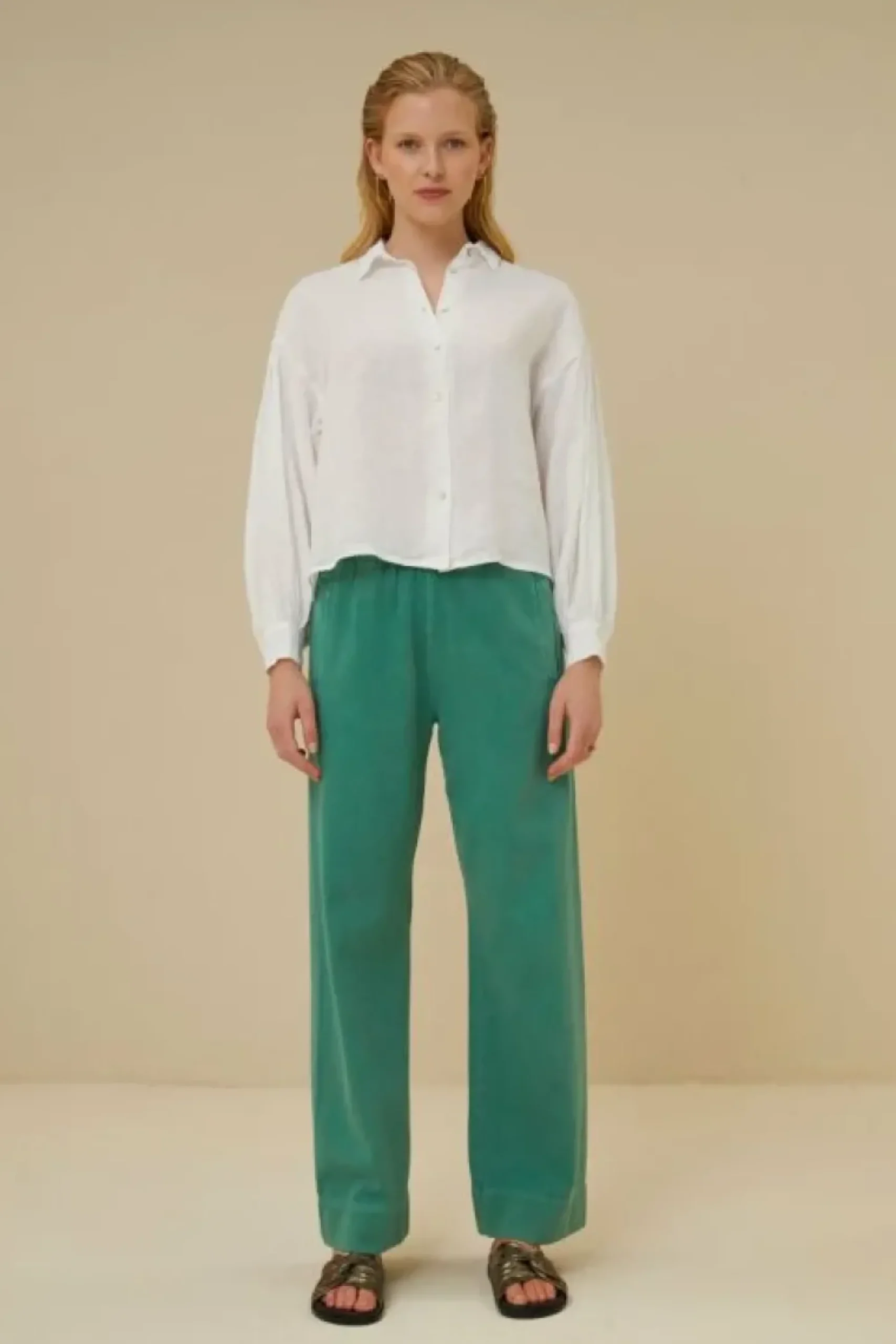By bar Blouses*sarah short linen blouse | bright white