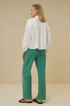 By bar Blouses*sarah short linen blouse | bright white