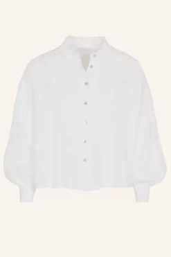 By bar Blouses*sarah short linen blouse | bright white