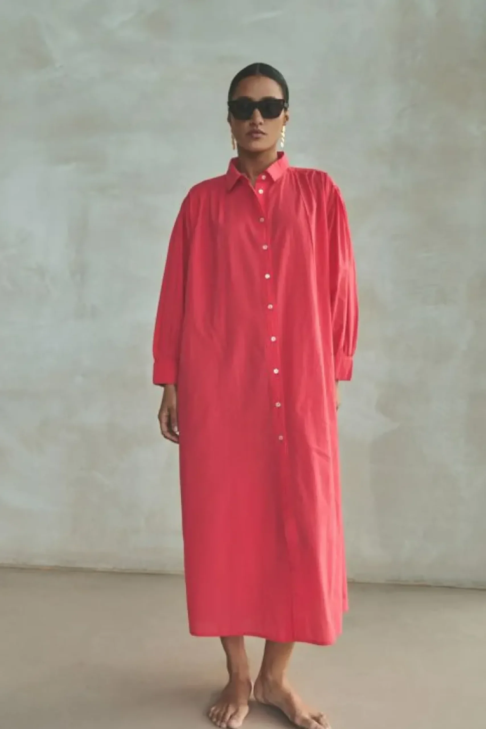 By bar Jurken*shirt dress | poppy red