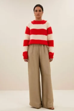 By bar Truien*sian stripe pullover | lipstick red stripe