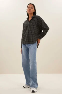 By bar Blouses*small check blouse | caramel