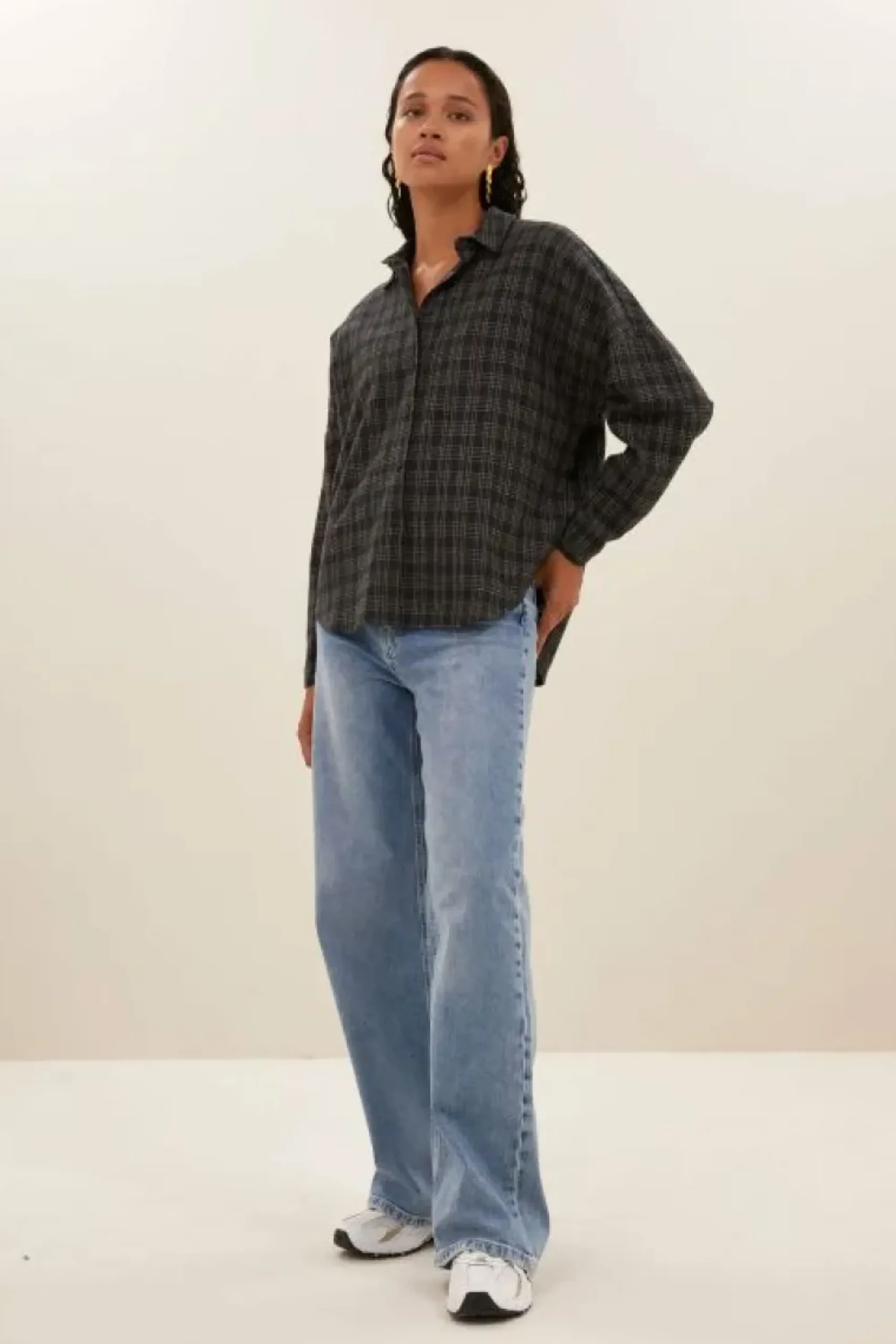 By bar Blouses*small check blouse | caramel