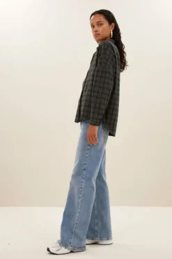 By bar Blouses*small check blouse | caramel